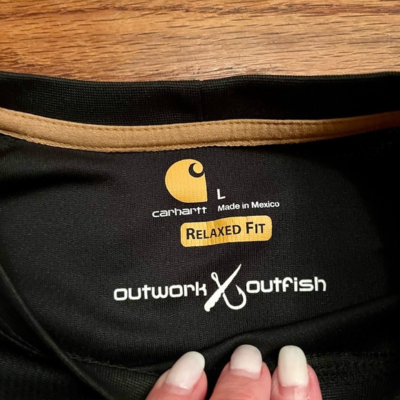 CARHARTT RELAXED FIT BLACK OUTWORK OUTFISH SIZE LARGE LONG SLEE TSHIRT - Picture 2 of 10